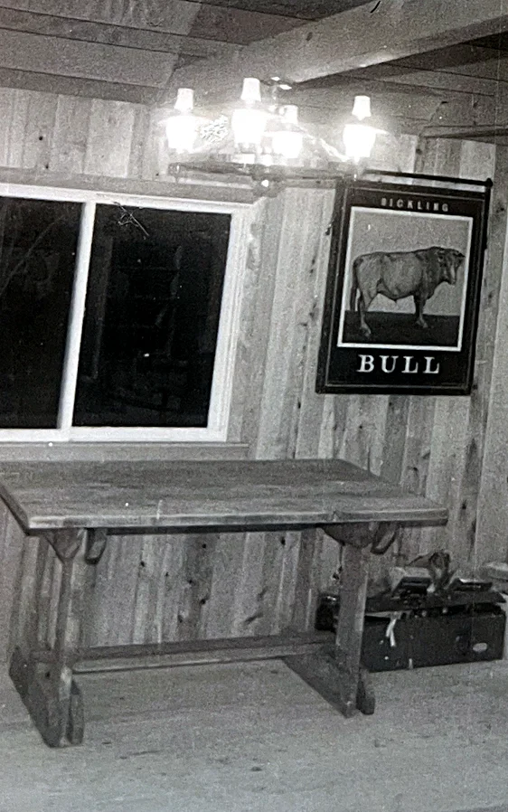 The table before there was a bench — or even chairs. You can still see some of the tools in the corner.